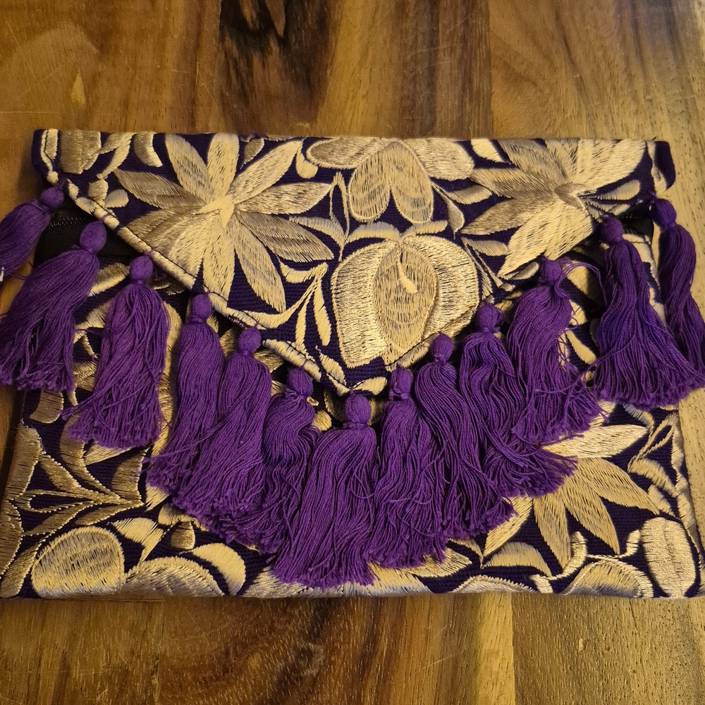 Purple and Gold Embroidered Clutch